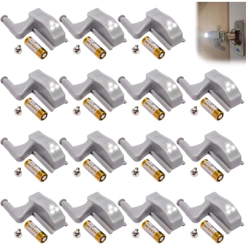 Thumbnail - Jalleria - 15er-Pack LED-Lichtsensor für Scharniere, universeller Lichtsensor für Zuhause, Küchenschrank, Hausküche, Wei...