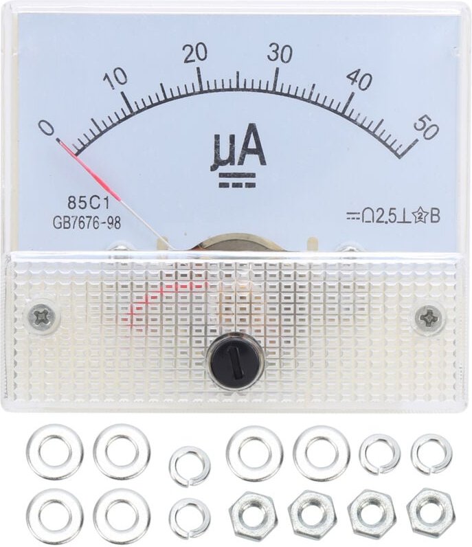 Ineasicer - 0-50µA Analoges Amperemeter 85C1 Strom-Panel-Messgerät 2,5 Genauigkeit für automatischen Stromkreismessteste...