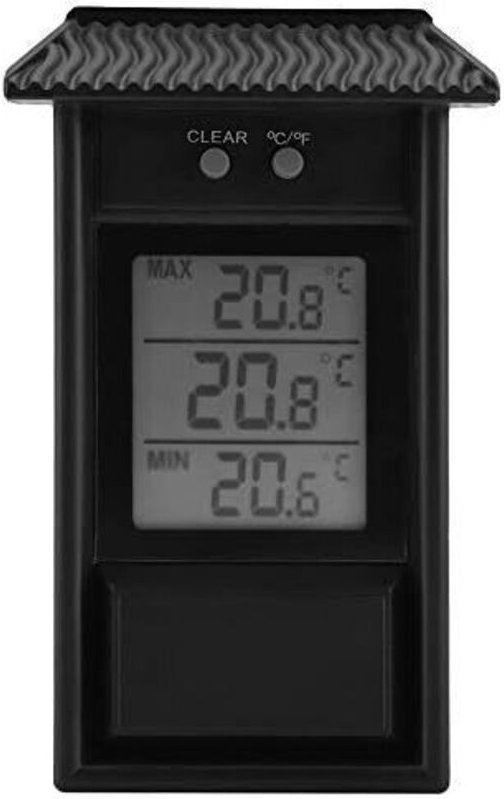 Schwarzes digitales Thermometer für den Innen- und Außenbereich, kabelloses, wasserdichtes Wandthermometer für den Außen...