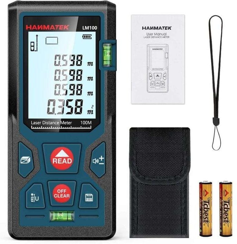 Digitaler Laser-Entfernungsmesser, LM100 100 m digitaler Laser-Entfernungsmesser, Längen-/Flächen-/Volumen-/Pythagoras-T...