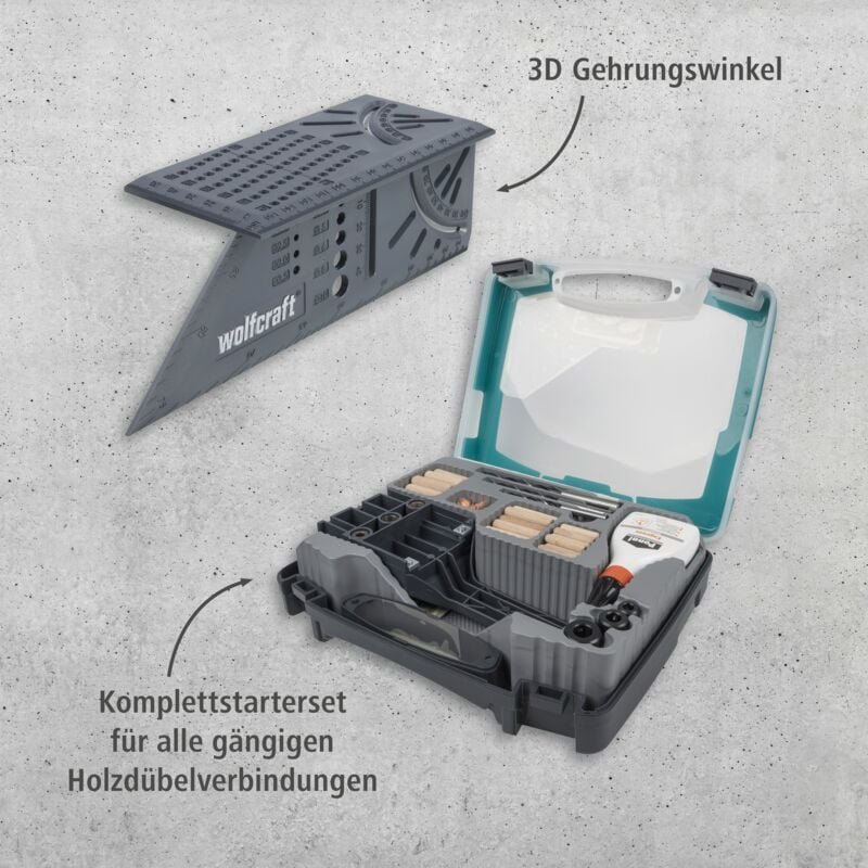 Wolfcraft - i Projekt-Set "Dübelverbindungen" i 8636000 i Komplettset für alle gängigen Holzdübelverbindungen, Starterse...