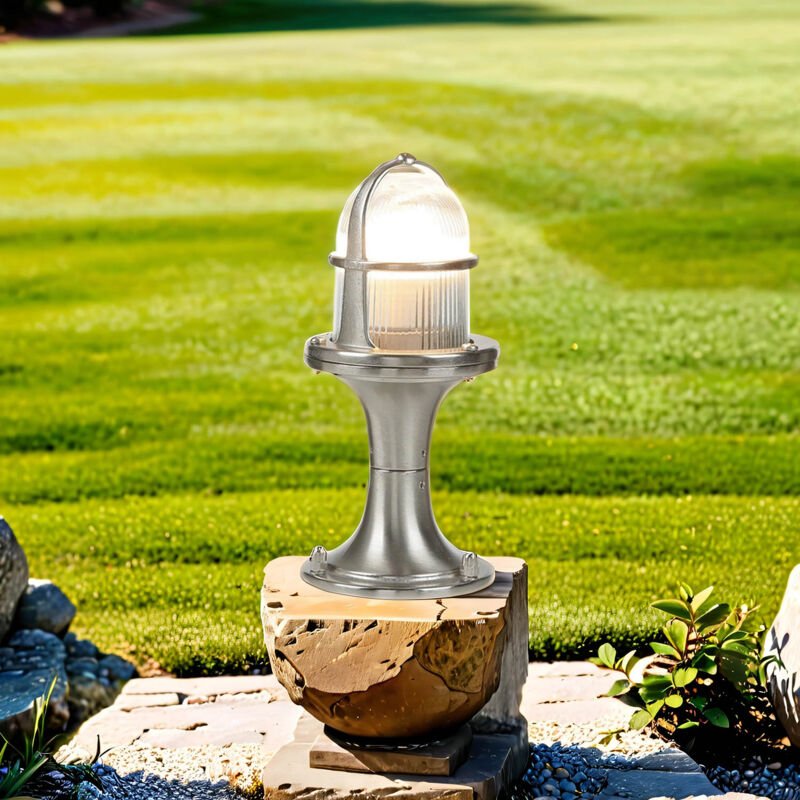 Sockelleuchte Messing Glas Maritim 25 cm klein E27 IP54 Wegeleuchte