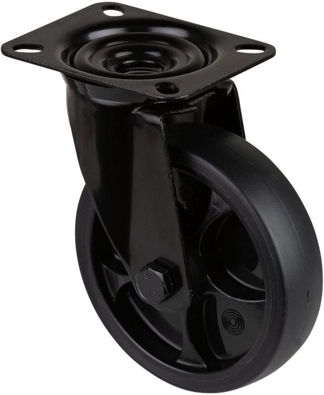 Lenkrolle Rad-Ø 125 mm Tragfähigkeit 120 kg Lenkrollen Gummi Platte L104xB80 mm Farbe Rolle schwarz