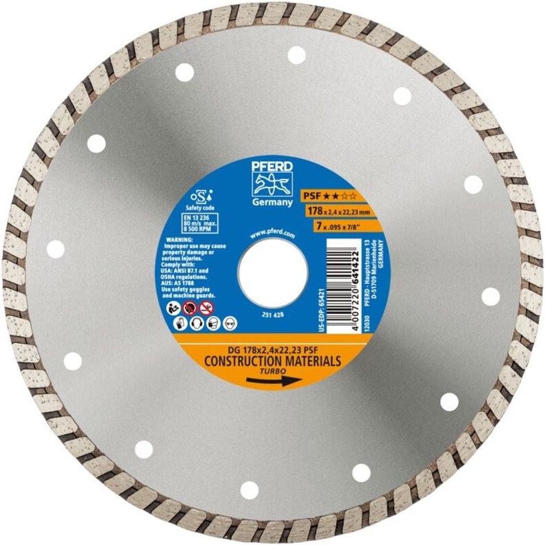 Pferd - Diamant-Trennscheibe dg 178x2,4x22,23 mm psf z. Trennen v. Stein/Beton,hohe Schnittqualität