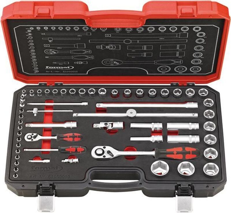 Steckschlüssel-Garnitur 1/4'+1/2' 55-teilig - Format