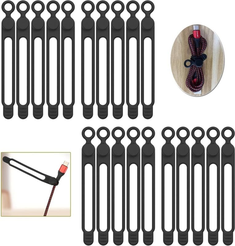Tigrezy - 20 Park-Kabelbinder aus Silikon, wiederverwendbarer Kabelmanagement-Organizer, Mehrzweck-Organizer aus elastis...