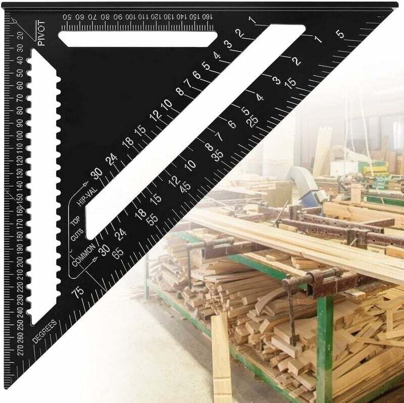 Thumbnail - Dreieckiges Lineal, 7 Zoll, Zimmermannswinkel aus Aluminiumlegierung, 90 Grad, rostfrei, hochpräzise, langlebige Zimmerm...