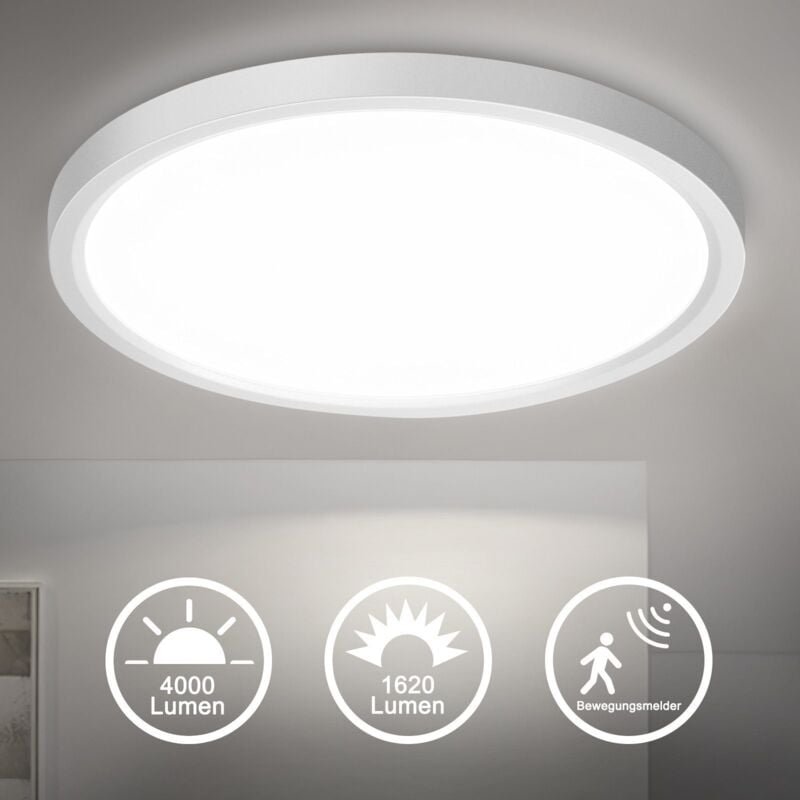 Led Deckenleuchte led Rund Weiß Flach mit Bewegungsmelder 4000K