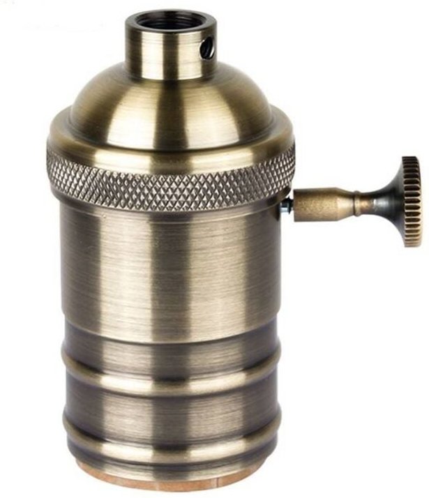 Retro Vintage Lampenfassung bronzefarben mit Schalter E27