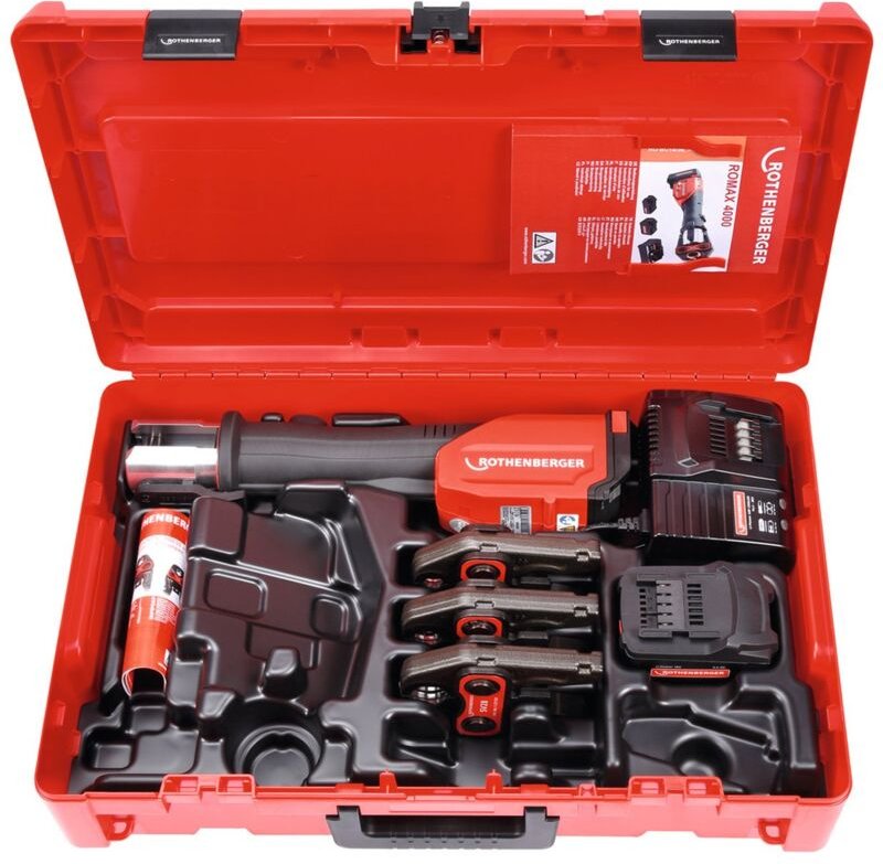 Rothenberger - Akku-Pressmaschine romax 4000 Set SV15-22-28mm inkl. cas 4 Ah Akku