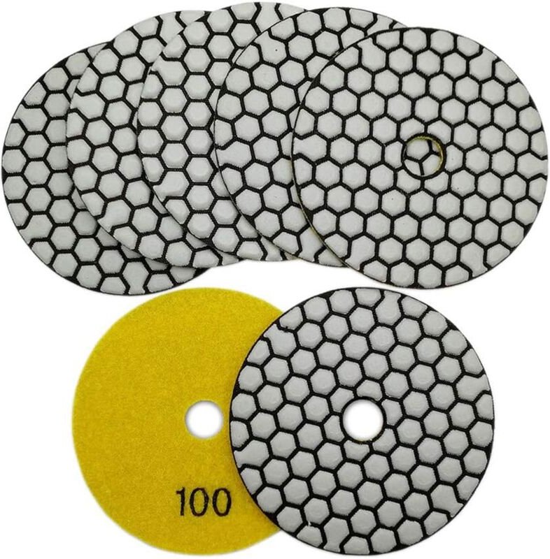 7 Stück Diamant-Polierscheibe 10,2 cm/100 mm Trocken-Diamant-Polierpads für Marmor, Granit, Stein, Beton (100)
