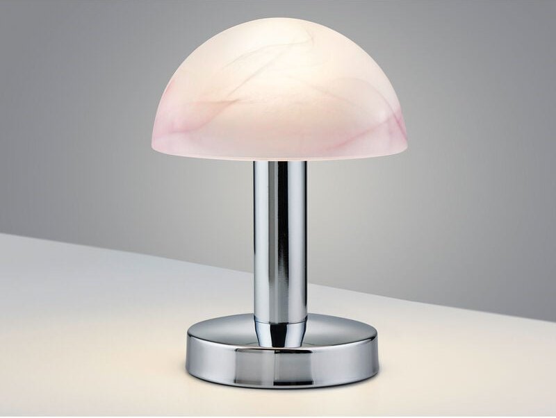 Trio Leuchten - Tischleuchte fynn ii mit Touchfunktion, Chrom & Schirm Lila-Weiß, Höhe 21cm