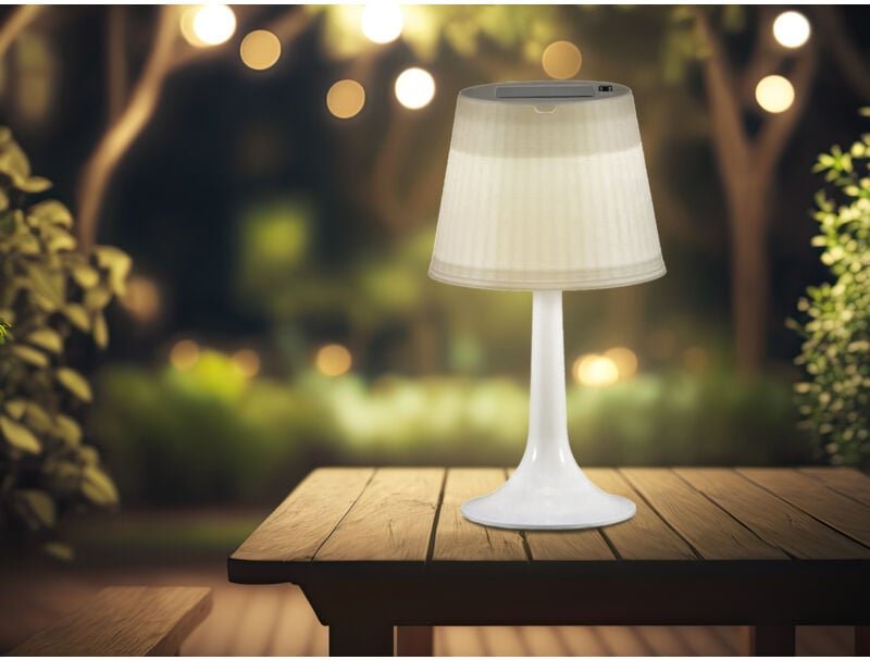 Konstsmide - led Solar Outdoor Tischleuchte assisi aus Kunststoff Weiß, Höhe 36cm