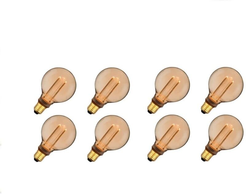 8x Dekorative LED-Glühbirne im Vintage-Stil, Retro, Industrie, Antik, Edison, E27, G95, 4 W, 200 lm, 1800 K (sehr warmwe...