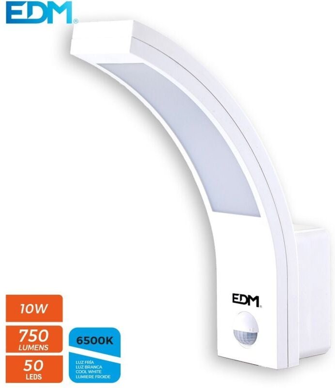 EDM - Außen-LED-Wandleuchte mit Bewegungssensor 10W - 750 Lumen - 6.400K - 32536