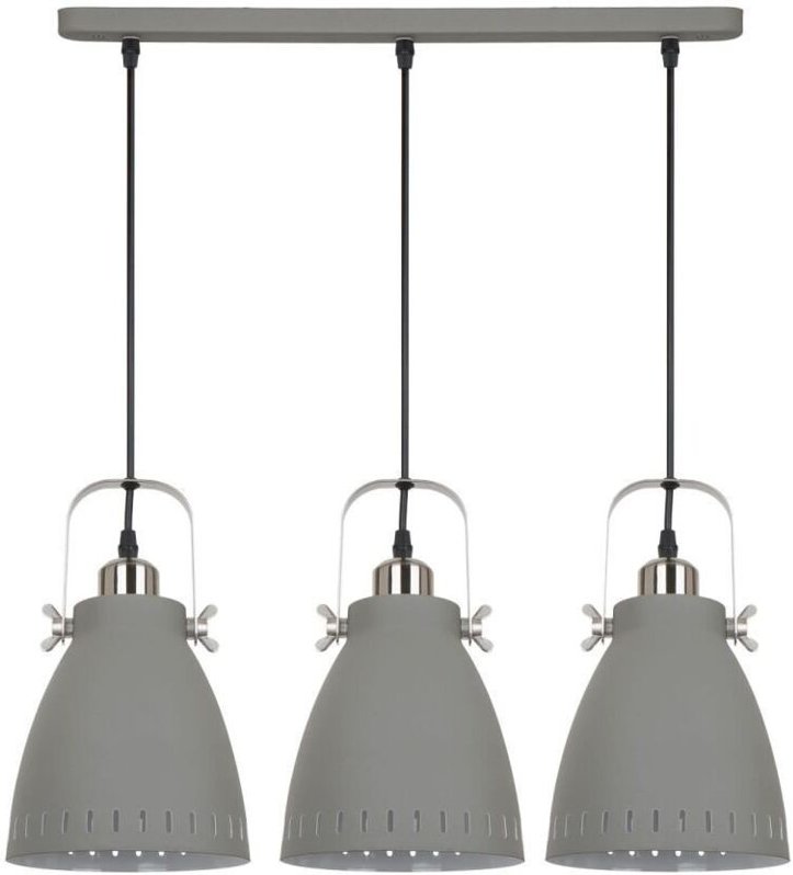 Franklin - Industrie und Retro hängender Anhänger Satin Grey 3 Light mit grauem Farbton, E27 - Italux