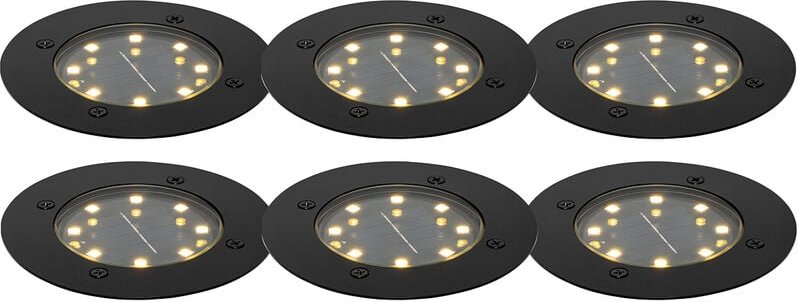Qazqa - 6er Set Bodenstrahler schwarz inkl. led IP65 Solar - Terry