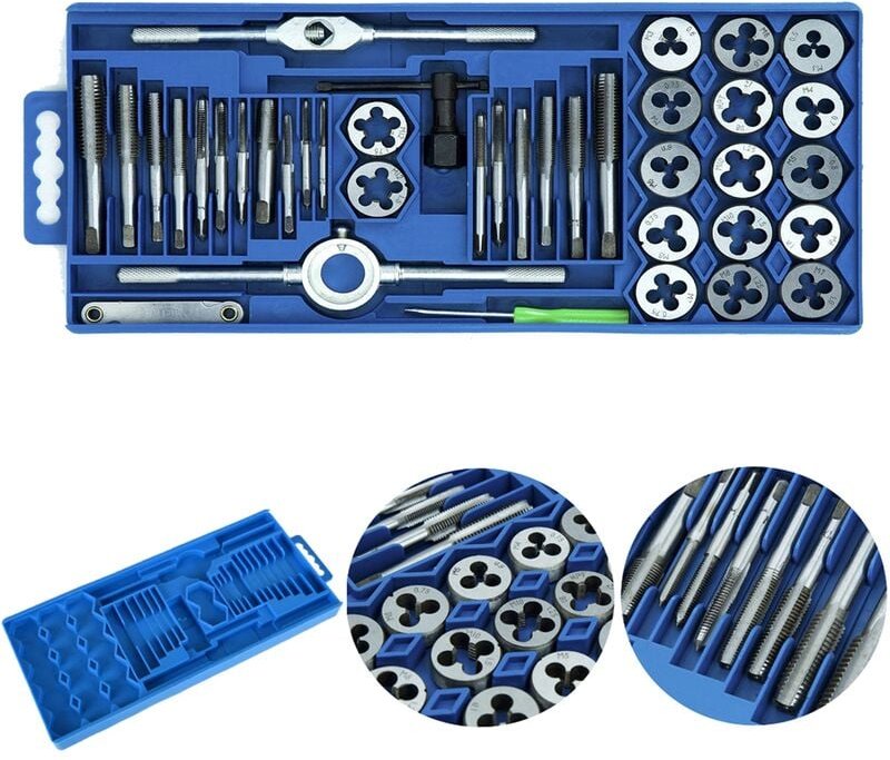 Gewindebohrer-Set 40 teilig Gewindeschneidsatz Gewindeschneidwerkzeug-Satz Fein Gewinde Schneider Bohrer Werkzeug Set (4...