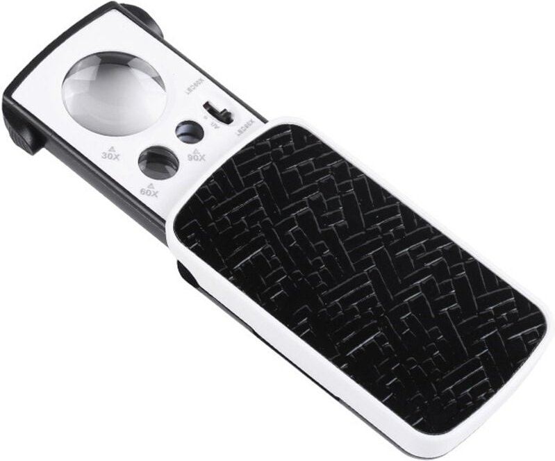 Beleuchtete LED-Taschenlupe – 30-fache, 60-fache, 90-fache Lupe – beleuchtete Leselupe für Senioren – schwarze faltbare ...