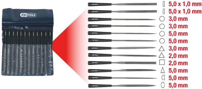 Ks Tools - Nadelfeilen-Satz mit Kunststoffheft, 12-tlg. - 140.3050
