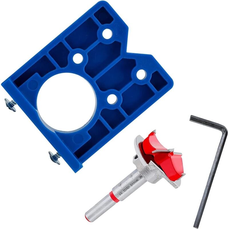 1-teiliges Scharnierbohrer-Set, Lochpositionierbohrer, Bohrschablone für Scharniere (35-mm-Scharnierbohrschablone + Bohr...