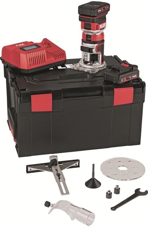 Akku Kanten- und Oberfräse 18 v - cer 18.0-EC/2.5 Set, 2x 2,5 Ah und Ladegerät in l-boxx - Flex