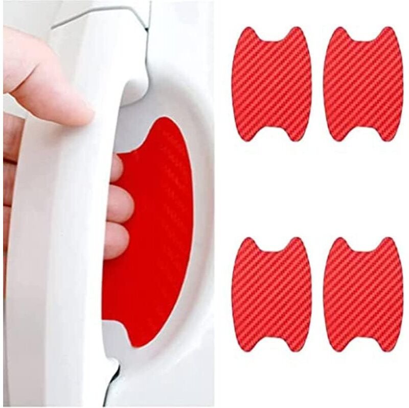 Stück Auto-Schutzfolie (rot), universell, kratzfest, aus Kohlefaser, für Autotürgriffe, geeignet für die meisten Autotür...