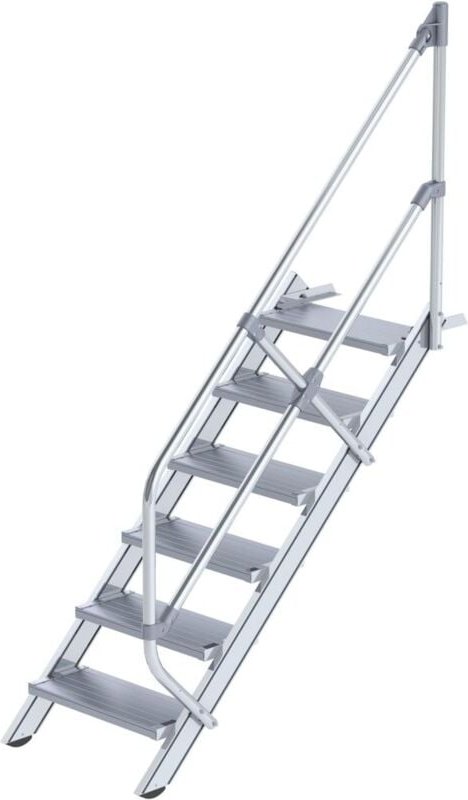 Günzburger Steigtechnik - Treppe 45° Stufenbreite 600 mm 6 Stufen Aluminium geriffelt - 600246