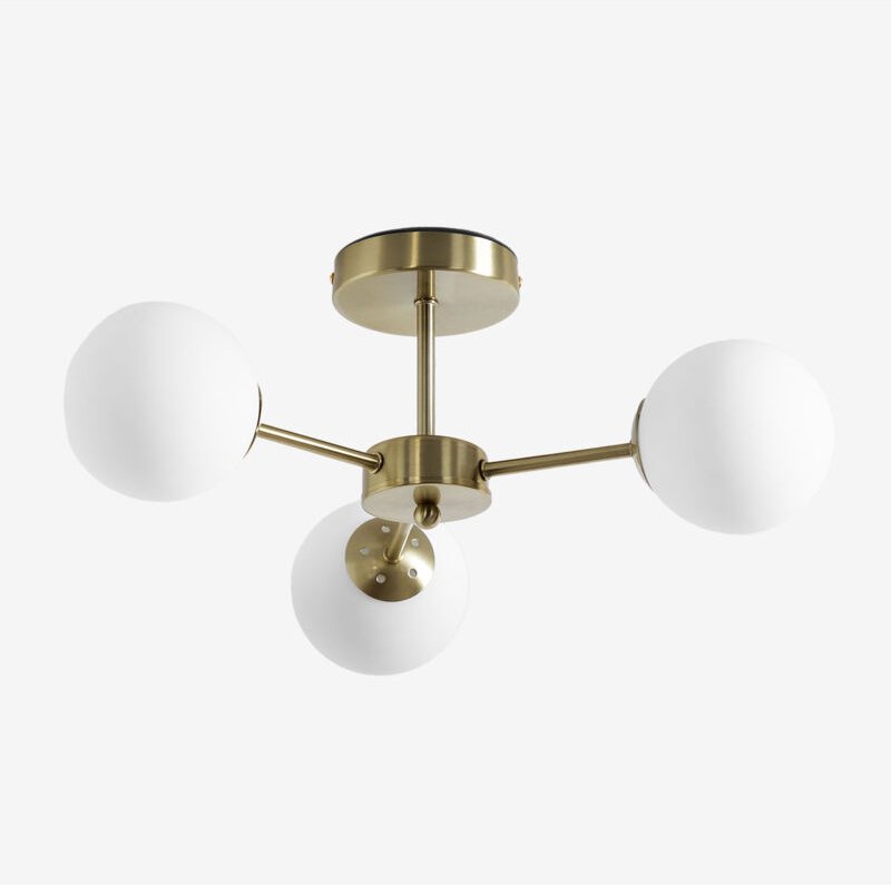 SKLUM Deckenleuchte aus Eisen mit 3 Uvol-Glaskugeln Vergoldet