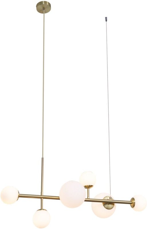 Hotel Chic Hängelampe Gold mit Opalweißem Glas 6-Lichter - Monaco