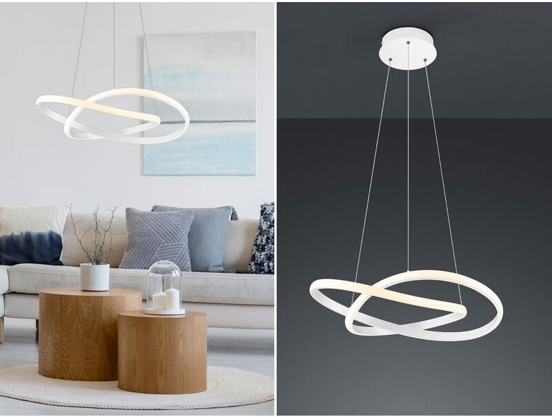 Reality Leuchten - led Pendelleuchte course Weiß Stufen Dimmer 4000 Kelvin Neutralweiß, ø 60cm