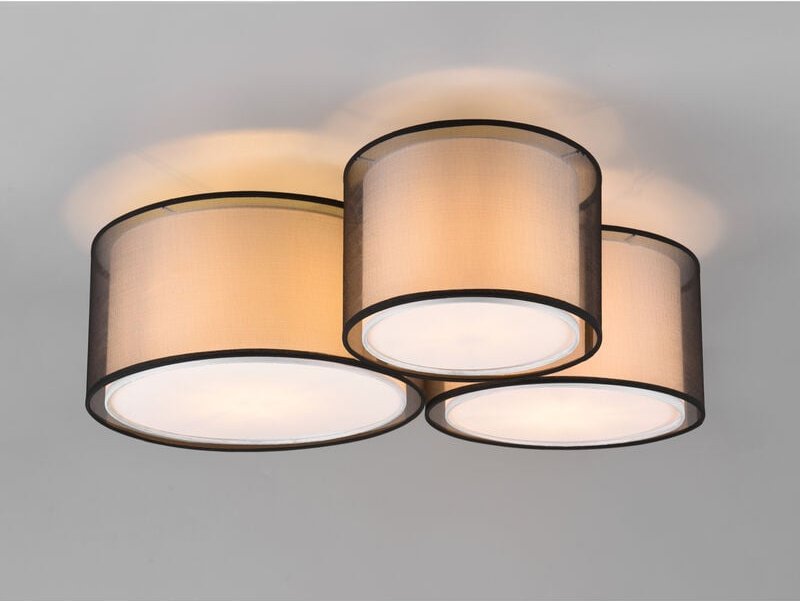 Meinewunschleuchte - led Deckenleuchte Stoff 2-lagig Organza transparent Schwarz innen Weiß, b: 65cm