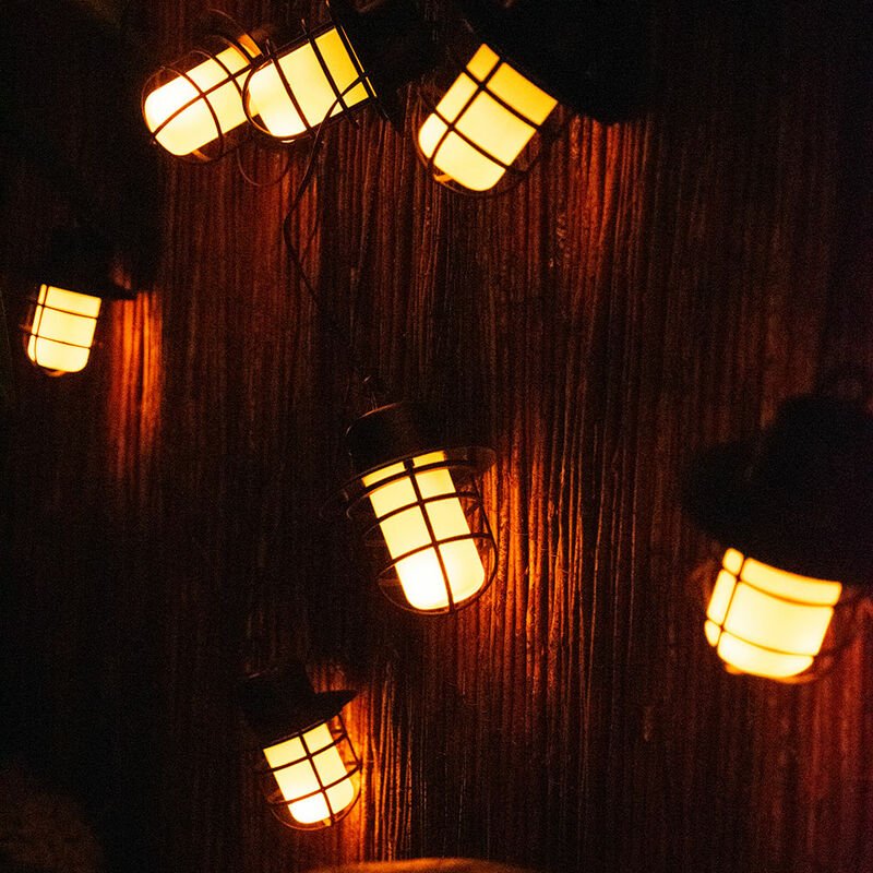 Thumbnail - Solarlampe Lichterkette schwarz Außenleuchte led 10x Laterne Dekolicht Terrassenlampe, Kunststoff schwarz weiß, LxBxH 48...