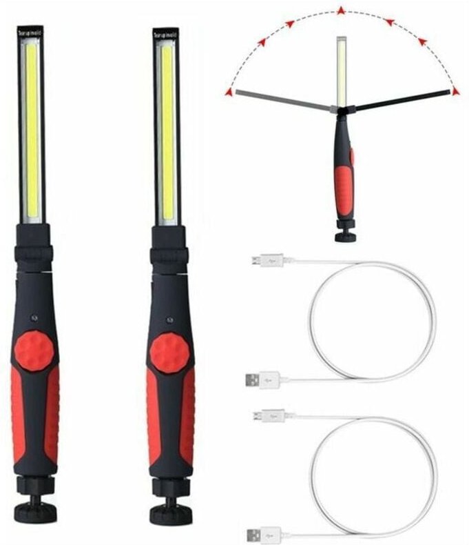 Thumbnail - Rosemary - Baustellenleuchte, 2 Stück, 15 w, 700 Lumen, 3000 mAh, COB-Lampen – Rot