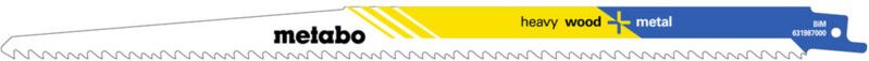 5 Säbelsägeblätter heavy wood + metal 300 x 1,25 mm, BiM, 3,2-5,1 mm/ 5-8 tpi (631987000) - Metabo