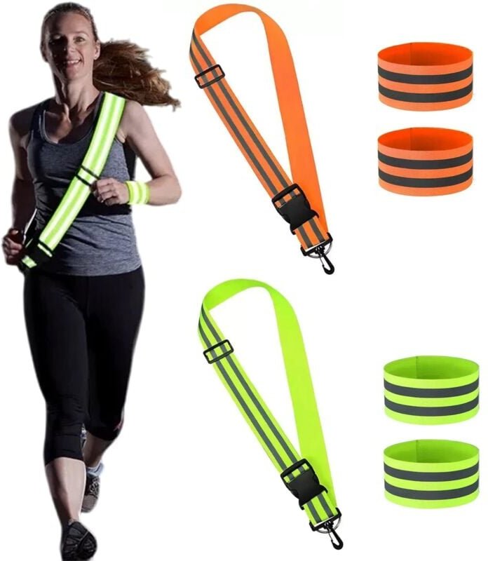 Reflektierender Gürtel für Laufbekleidung, reflektierende Sicherheitsjacke mit verstellbarem Gürtel, geeignet zum Gehen ...