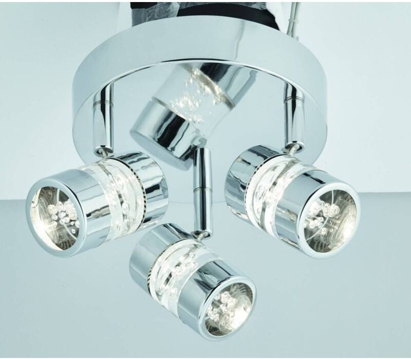 Searchlight - Bubbles - led 3 Licht Badezimmer Deckenstrahler Chrom, Bubble Effect IP44