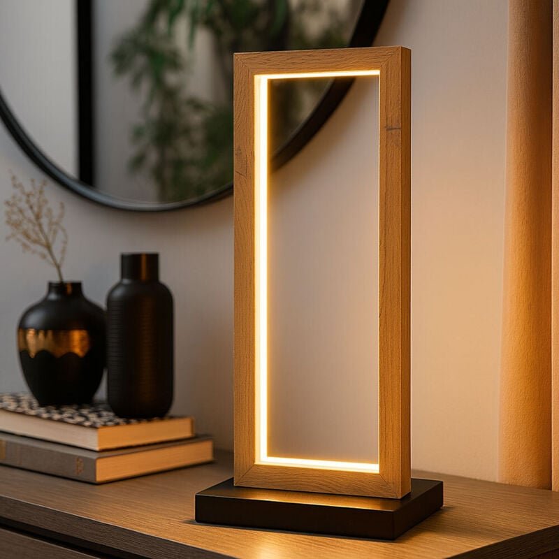 Thumbnail - Tischleuchte Beistelllampe Schreibtischlampe Schlafzimmerleuchte led Holzoptik