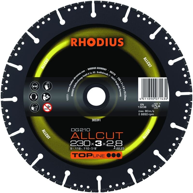 Rhodius - DG210 allcut, 1 Stück, 180 x 3,0 x 2,8 mm, Diamanttrennscheibe