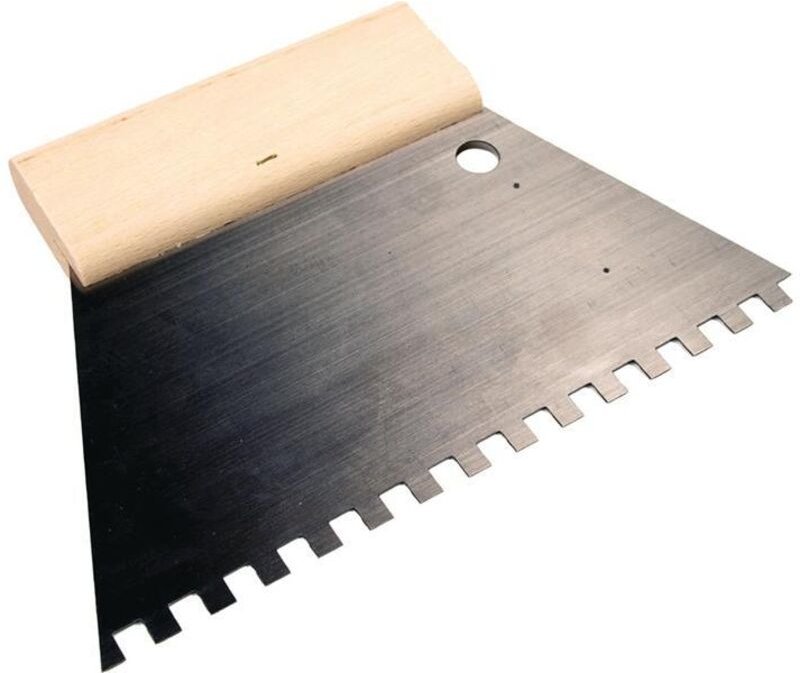 Kleberspachtel Länge 128 mm Breite 180 mm Zahnung 6x6 mm rostfreier Edelstahl C2 Buchenholzgriff