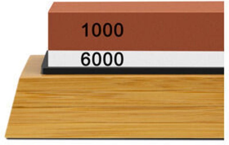 ZVD - 2-in-1-Schleifstein-Messerschärfer, Schleifstein, rutschfeste Bambusbasis, 1000/6000