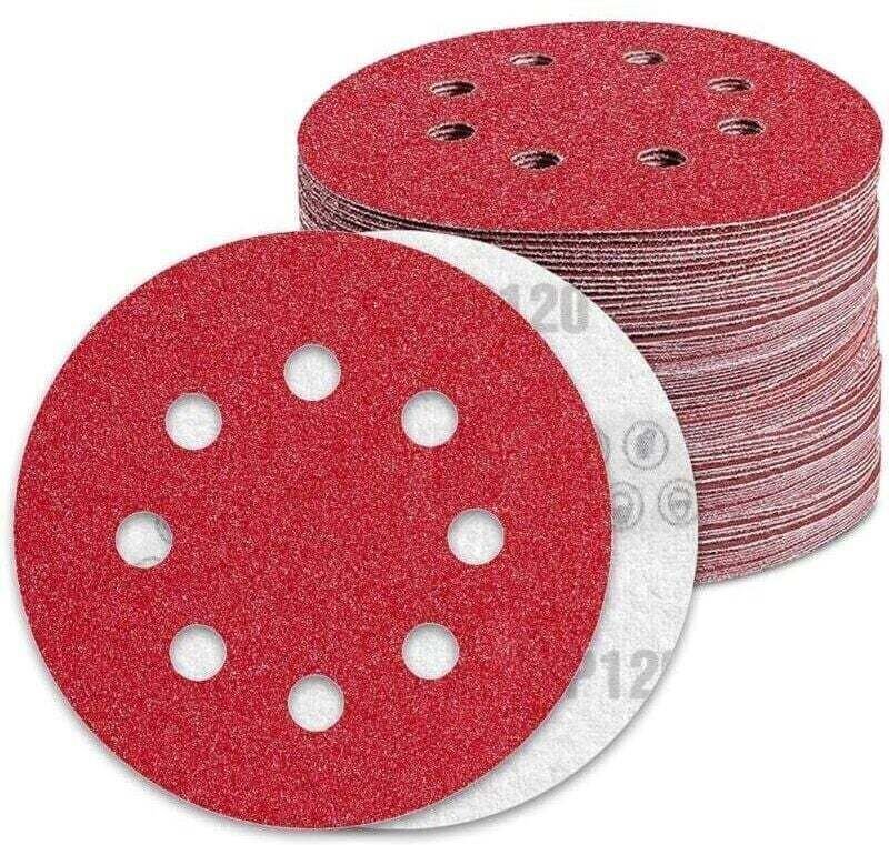 125-mm-Schleifscheiben, Körnung 120, Schleifpapier, 100 Stück, 8 Löcher, Schleifscheibe für Exzenterschleifer