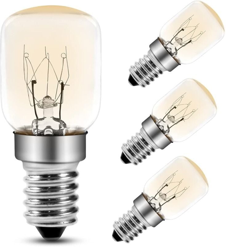 Aougo - Glühbirne für den Ofen, 25 w, 300 Grad, E14, T25, Glühlampe, 2700 k, warmweiß, dimmbar, Zwergglühbirnen für Back...