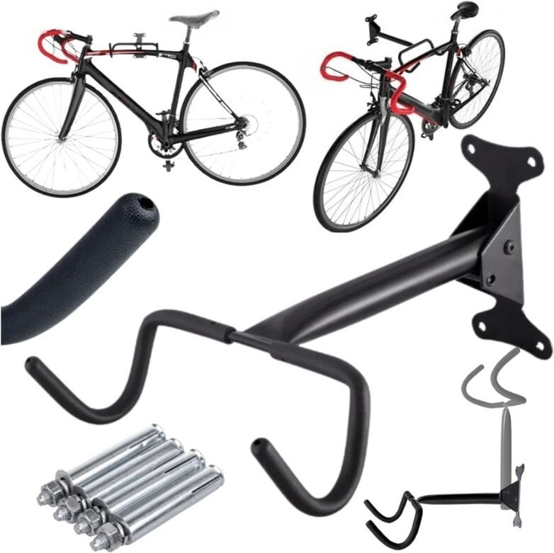 Hakenhalter Fahrradhalter für die Wand, klappbar, Metall, ABS-Beschichtung, bis 30 kg