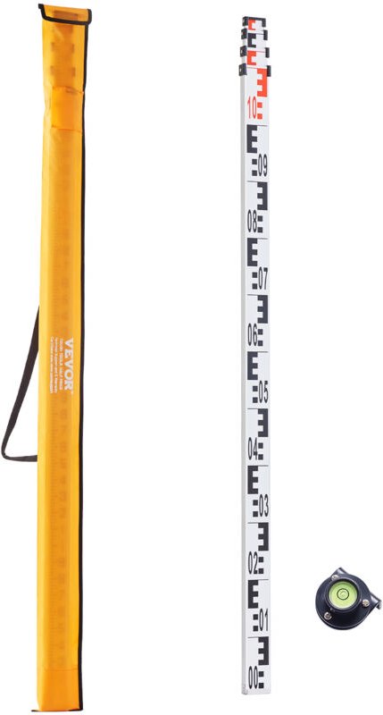 Aluminium-Messlatte, 4 m metrische Teleskop-Messlatte, doppelseitige Skala in cm/mm, Nivellierlatte, Vermessungslatte au...