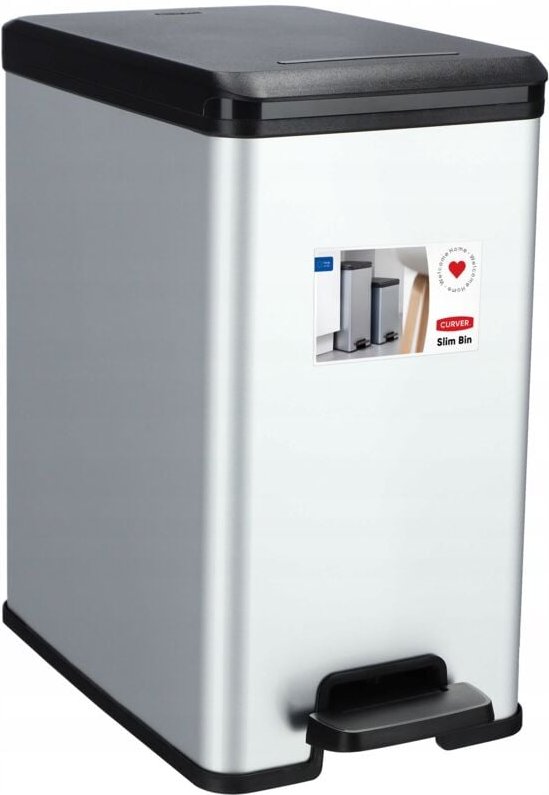 Slim Bin 25L Abfallbehälter, Silber - Curver