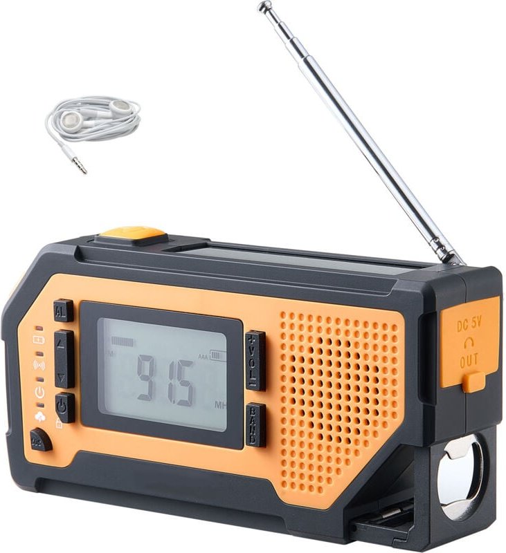 Mophorn Notfall-Wetterradio mit Kurbelantrieb, 2000 mAh Akku, FM/AM/WB/NOAA-Warnfunktion, Solar-Notfallradio mit USB-Lad...