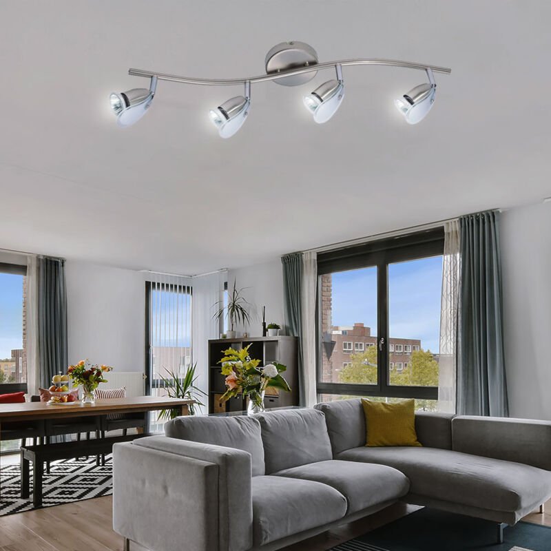 Globo Lighting - Deckenleuchte Strahler schwenkbar Spotleiste 4 Flammig Wohnzimmerleuchte Decke, Metall, 4x GU10 Fassung...