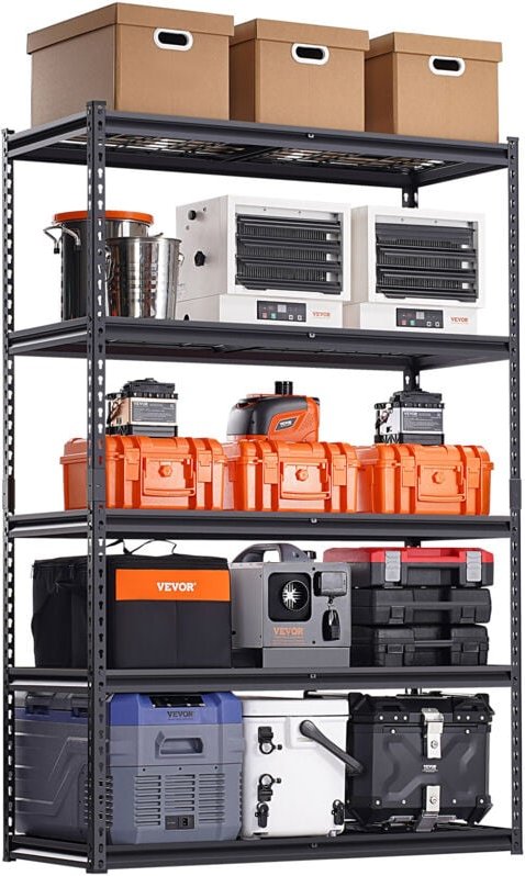 Lagerregale, 1361 kg, 5-stufiges Schwerlastregal für die Garage, 508x1219,2x1828,8 mm, verstellbares Steckregal, Kellerr...