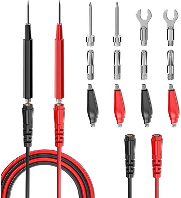 16-teiliges Multimeter-Messleitungsset, Ersatz-Messleitungsset mit Krokodilklemmen, Bananensteckern, Prüfspitzen, Banane...